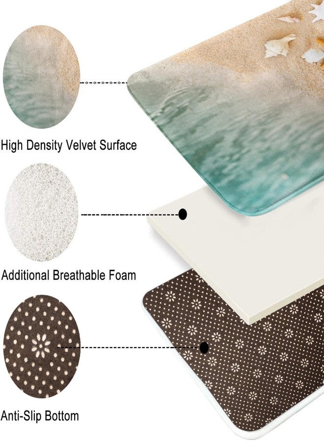 Britimes Beach Seashell Ocean Bathroom Rug Set of 3, 3 Pieces Bath Mats Set, Non-Slip Washable Cover Floor Rug Decorations for Kitchen Bathroom Bedroom - Image 2