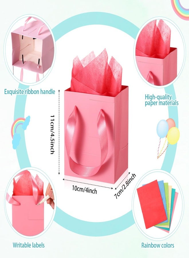 Tenare 12 Pcs Small Gift Bags Mini Paper Bags Bulk Tiny with Handle Tissue for Jewelry Gift Wrapping Happy Valentine's Day Chinese New Year Birthday Party Favor Supplies(4*2.75*4.5inch,Spring Color) - Image 2