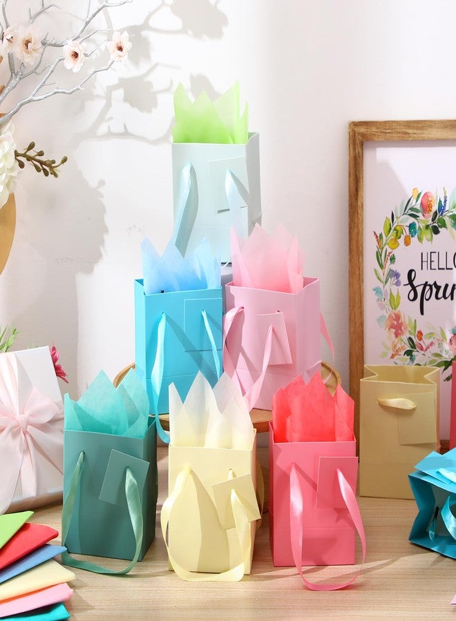 Tenare 12 Pcs Small Gift Bags Mini Paper Bags Bulk Tiny with Handle Tissue for Jewelry Gift Wrapping Happy Valentine's Day Chinese New Year Birthday Party Favor Supplies(4*2.75*4.5inch,Spring Color) - Image 4