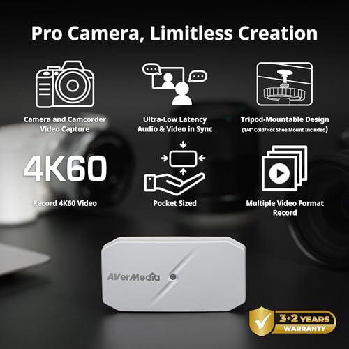 AVerMedia 4K60 HDMI Capture Card for DSLR, Camcorder, Action Camera, Low Latency for Live Streaming & Video Conferencing on OBS, Zoom, Twitch, Compatible with Win11, Mac, iPad - CamStream 4K BU113G2 - Image 2