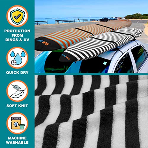 Suncube SUN CUBE Surfboard Sock Cover, Protective Surf Bag for Surfing Board, Light Stretchy Surfbag Sleeve for Shortboard, Hybrid (6'0'', Black White) - Image 3