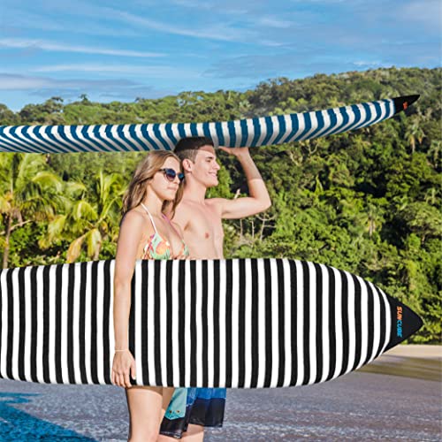Suncube SUN CUBE Surfboard Sock Cover, Protective Surf Bag for Surfing Board, Light Stretchy Surfbag Sleeve for Shortboard, Hybrid (6'0'', Black White) - Image 5