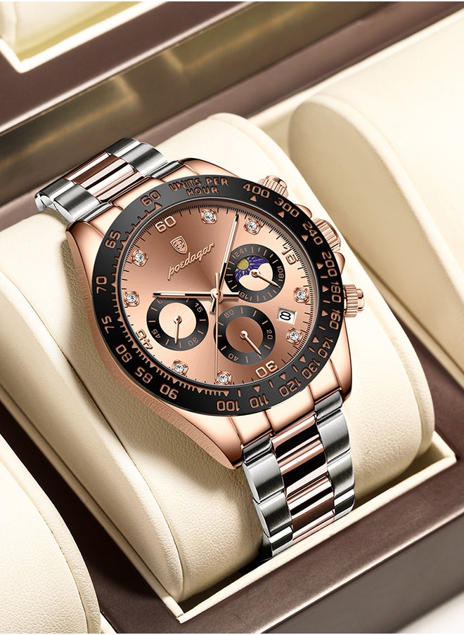 POEDAGAR Chronograph Moon Phase Watch For Ma - 46297  - Image 2