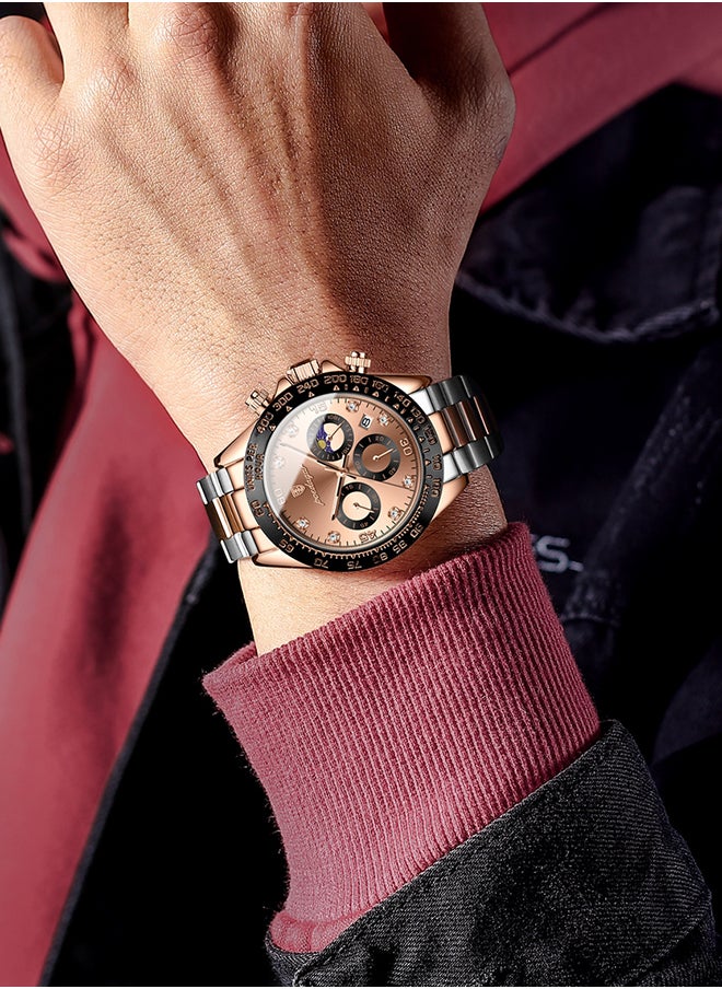 POEDAGAR Chronograph Moon Phase Watch For Ma - 46297  - Image 5