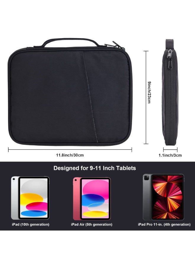 9-11 Inch iPad Carrying Case, Padded Travel Tablet Sleeve Bag for iPad Pro 11-in (M4), iPad 10.9 (10th Gen), iPad Air 11-in (M2), Galaxy Tab S9/S8 (Black-11) - Image 2