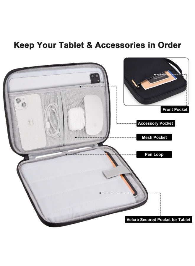 9-11 Inch iPad Carrying Case, Padded Travel Tablet Sleeve Bag for iPad Pro 11-in (M4), iPad 10.9 (10th Gen), iPad Air 11-in (M2), Galaxy Tab S9/S8 (Black-11) - Image 3