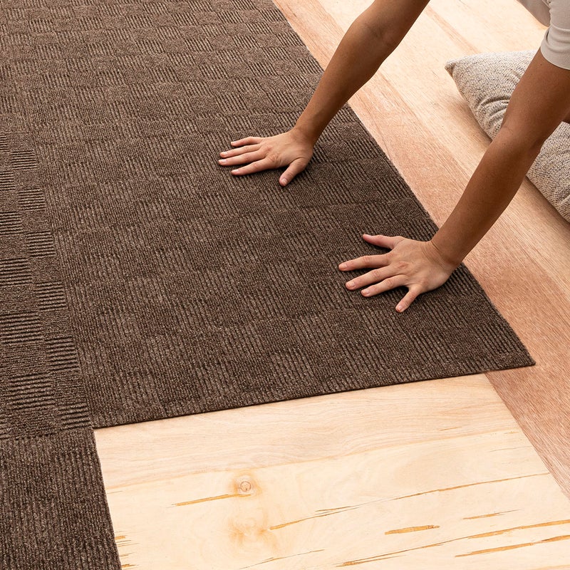 Mohawk Home 24" x 24" Indoor/Outdoor 0.25" Pile Height, Peel and Stick Carpet Tile, Brown Polyester, (15 Tiles) (60 sqft/Box) - Image 4