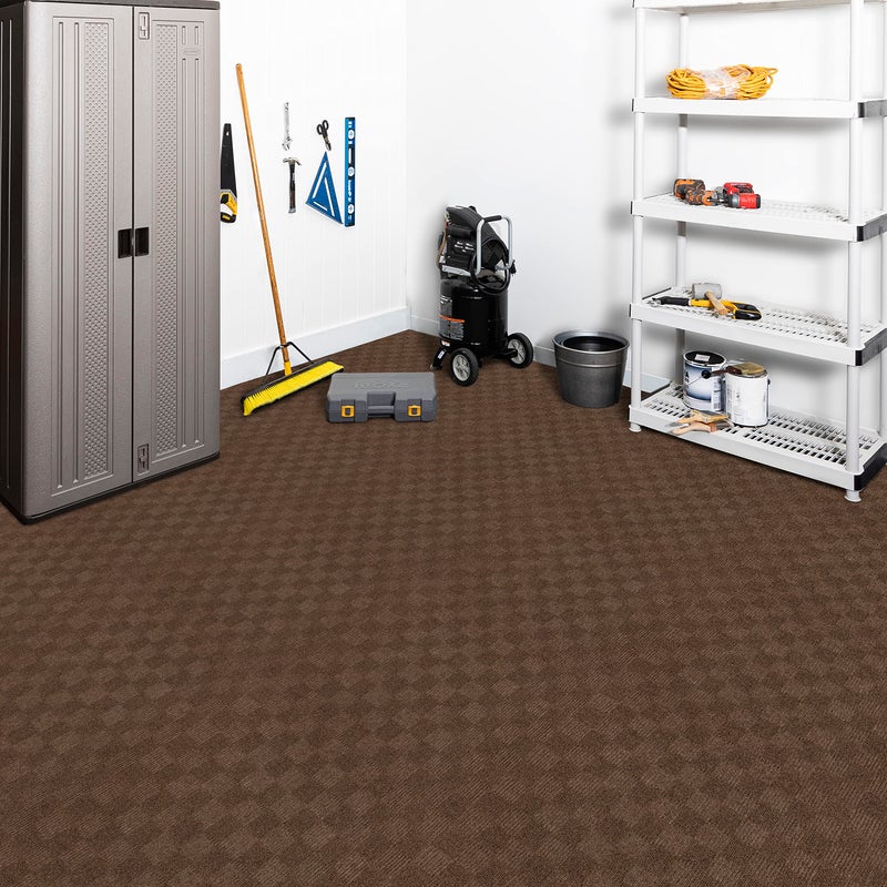 Mohawk Home 24" x 24" Indoor/Outdoor 0.25" Pile Height, Peel and Stick Carpet Tile, Brown Polyester, (15 Tiles) (60 sqft/Box) - Image 5