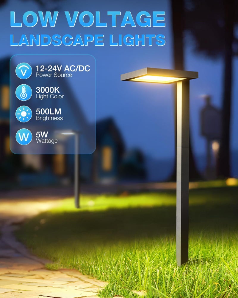 SUNVIE Low Voltage Landscape Lighting with Connectors 5W Anti-Glare LED Pathway Lights Wired Waterproof Outdoor Landscape Path Lights for Walkway Yard Garden Patio ETL Listed Cord, 8 Pack - Image 2