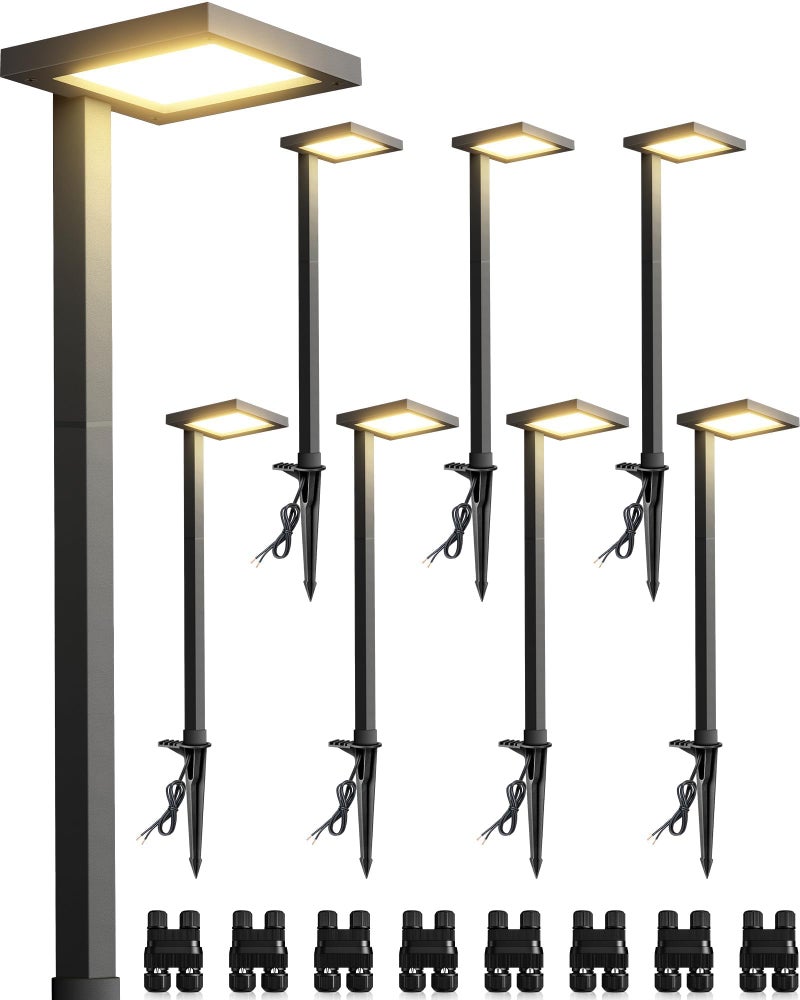 SUNVIE Low Voltage Landscape Lighting with Connectors 5W Anti-Glare LED Pathway Lights Wired Waterproof Outdoor Landscape Path Lights for Walkway Yard Garden Patio ETL Listed Cord, 8 Pack - Image 1