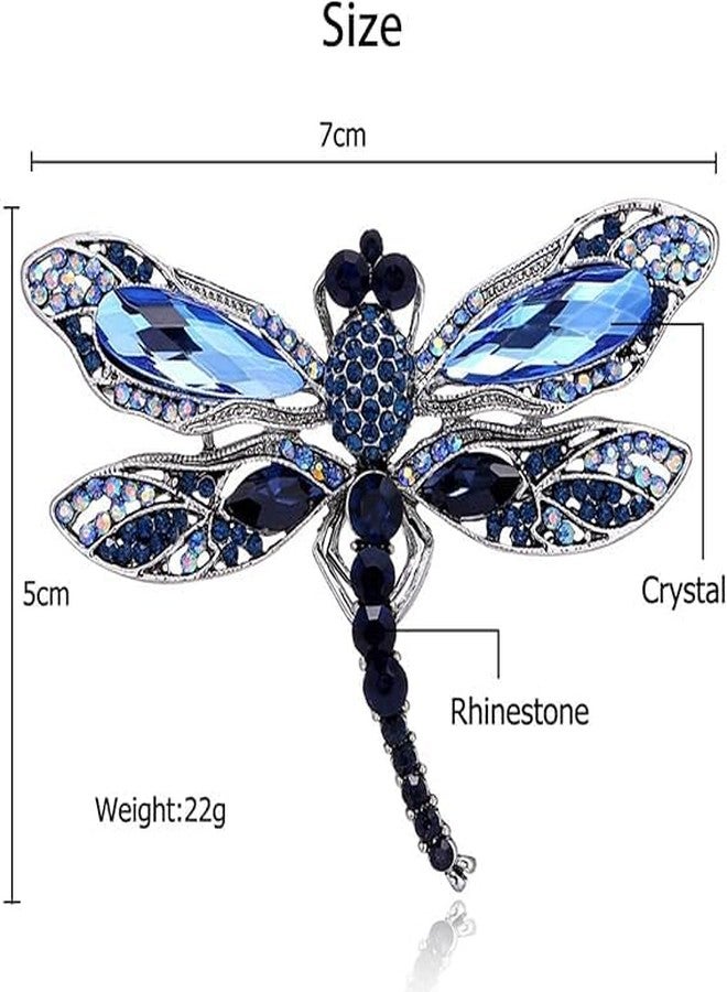 VALUEVIBES بروش فاخر مرصع بالكريستال - دبوس أنيق متلألئ للرجال والنساء، إكسسوار فاخر للبدلات للحفلات والهدايا (بروش اليعسوب (للنساء)) - Image 4