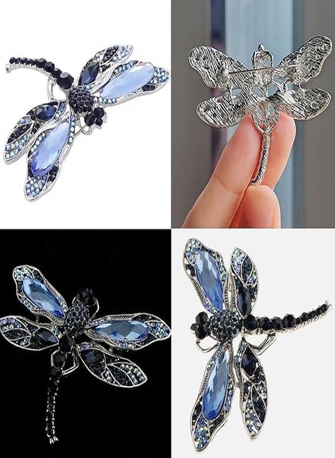 VALUEVIBES بروش فاخر مرصع بالكريستال - دبوس أنيق متلألئ للرجال والنساء، إكسسوار فاخر للبدلات للحفلات والهدايا (بروش اليعسوب (للنساء)) - Image 5