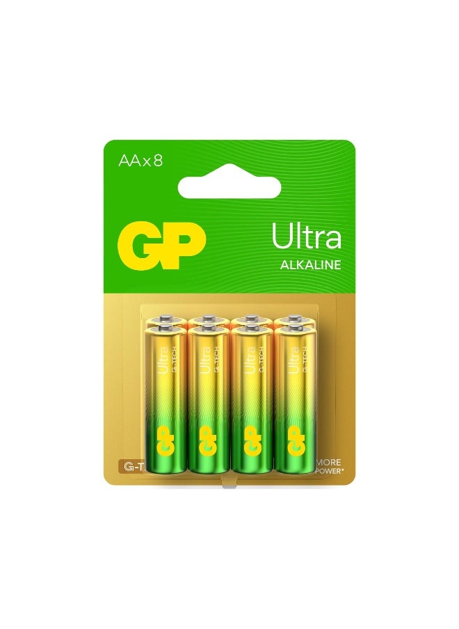 GP بطاريات جي بي الترا القلوية Aa - 8 حزمة، طاقة Aa طويلة الأمد للأجهزة ذات الاستهلاك العالي، بطاقة بلاستيكية بمشبك أحادي للحيوانات الأليفة (A21)  - Image 2