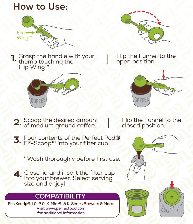Perfect Pod EZ-Scoop Coffee Scooper & Funnel for Reusable K Cup Refillable Coffee Pods, 2 Tablespoon Capacity - Image 2