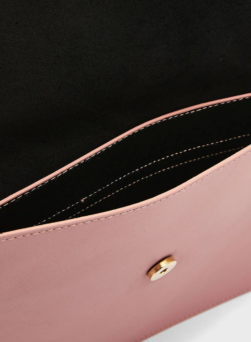 Ginger Glitter Detail Envelope Clutch Bag