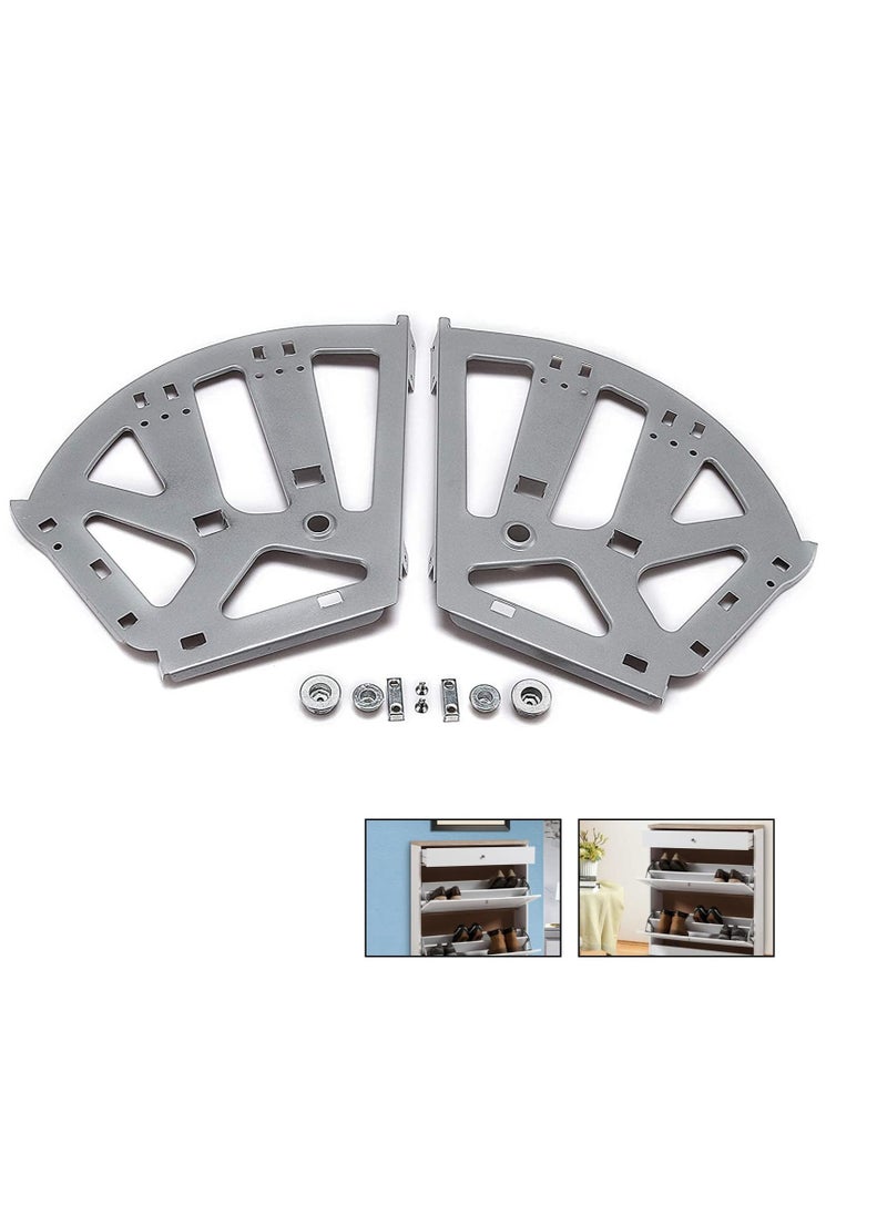 Excefore Upgrade Stainless Steel Hinges 3 Layer Fan Shape Design for Easy Access and Durability Perfect for Kitchen Living Room and Shoe Storage Cabinets Includes Hardware Grey  - Image 1