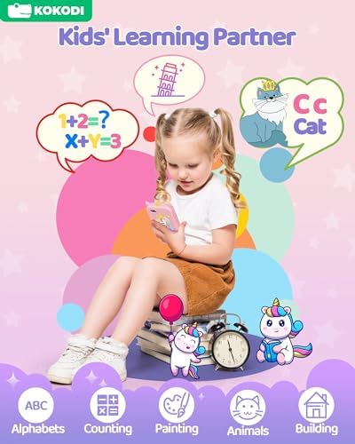 KOKODI Kids Smart Phone, Touchscreen HD Dual Camera Cell Phone for Kids, Christmas Birthday Gifts Dinosaur Child Play Phone for Girls 3-10, Travel Toy Preschool Learning Education Toy - Image 3