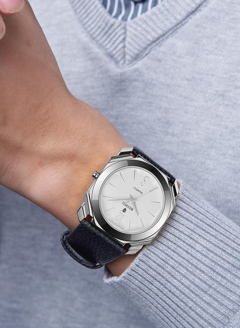 ماكسويل ساعات يد رجالي مكسويل رجالي روعه جلد مكينه يابانيه مقومه للماء وزجاج ضد الخدش