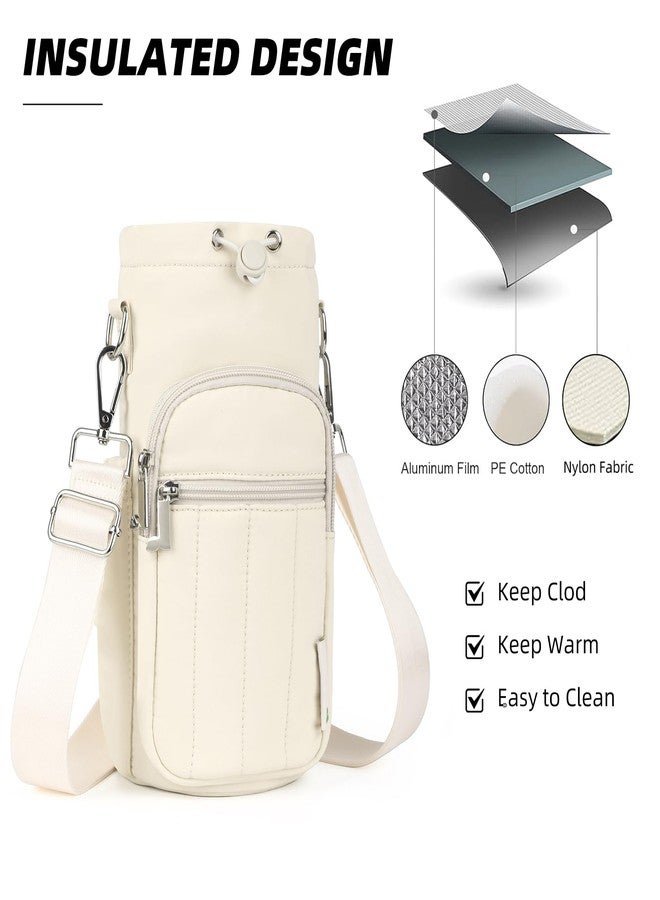 Rueesh Women Water Bottle Holder Bag with Adjustable Strap, Insulated Water Bottle Carrier RFID Crossbody Sling Bag for Hiking Walking Gym Travel,Beige - Image 5
