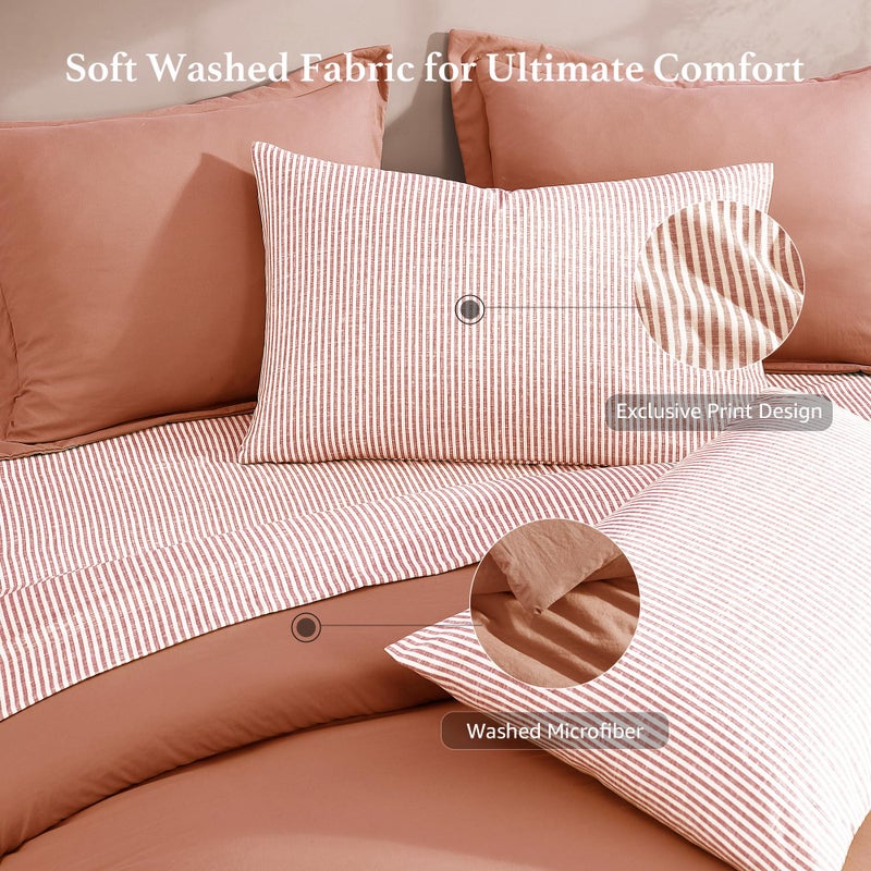 Monbix Queen Comforter Set - 7 Pieces Autumn Leaf Prewashed Bed in a Bag Queen Bedding Sets with Comforters, All Seasons Ultra Soft Comforter Bed Set with Sheets,Pillowcases & Shams - Image 4