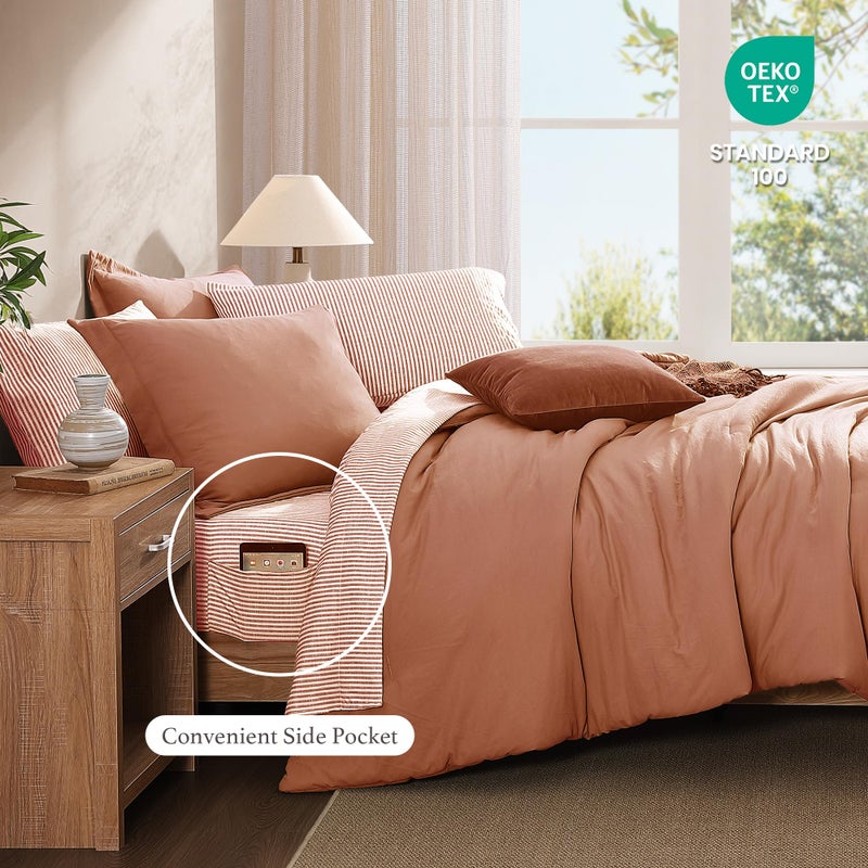 Monbix Queen Comforter Set - 7 Pieces Autumn Leaf Prewashed Bed in a Bag Queen Bedding Sets with Comforters, All Seasons Ultra Soft Comforter Bed Set with Sheets,Pillowcases & Shams - Image 5