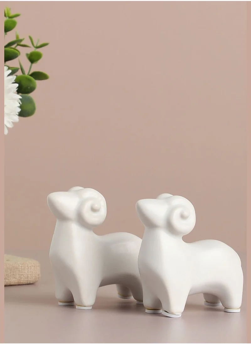 Bonhomie 2 Piece Animal Shaped Modern Ceramic Showpiece For Home Decor