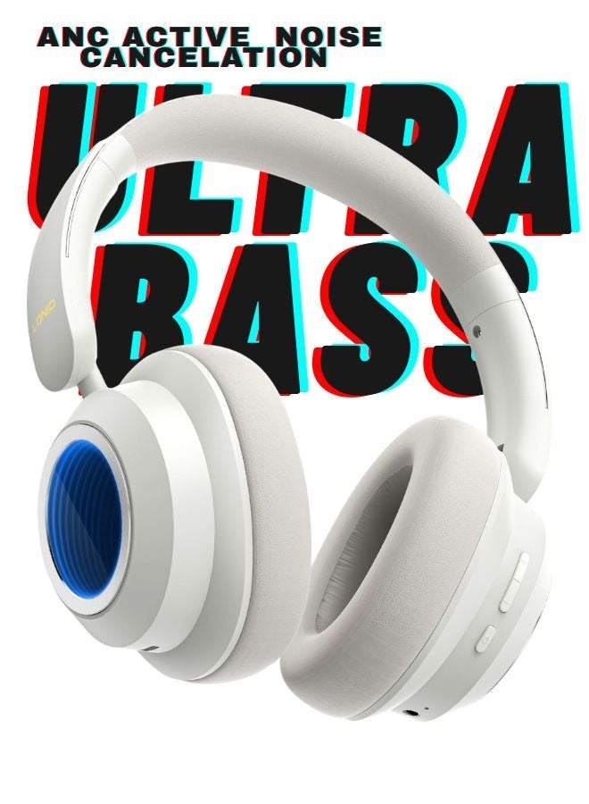 LDNIO سماعات رأس بلوتوث لاسلكية مع إلغاء الضوضاء النشط، إضاءة RGB، تصل إلى 130 ساعة من وقت التشغيل، بلوتوث v5.4 - Image 1