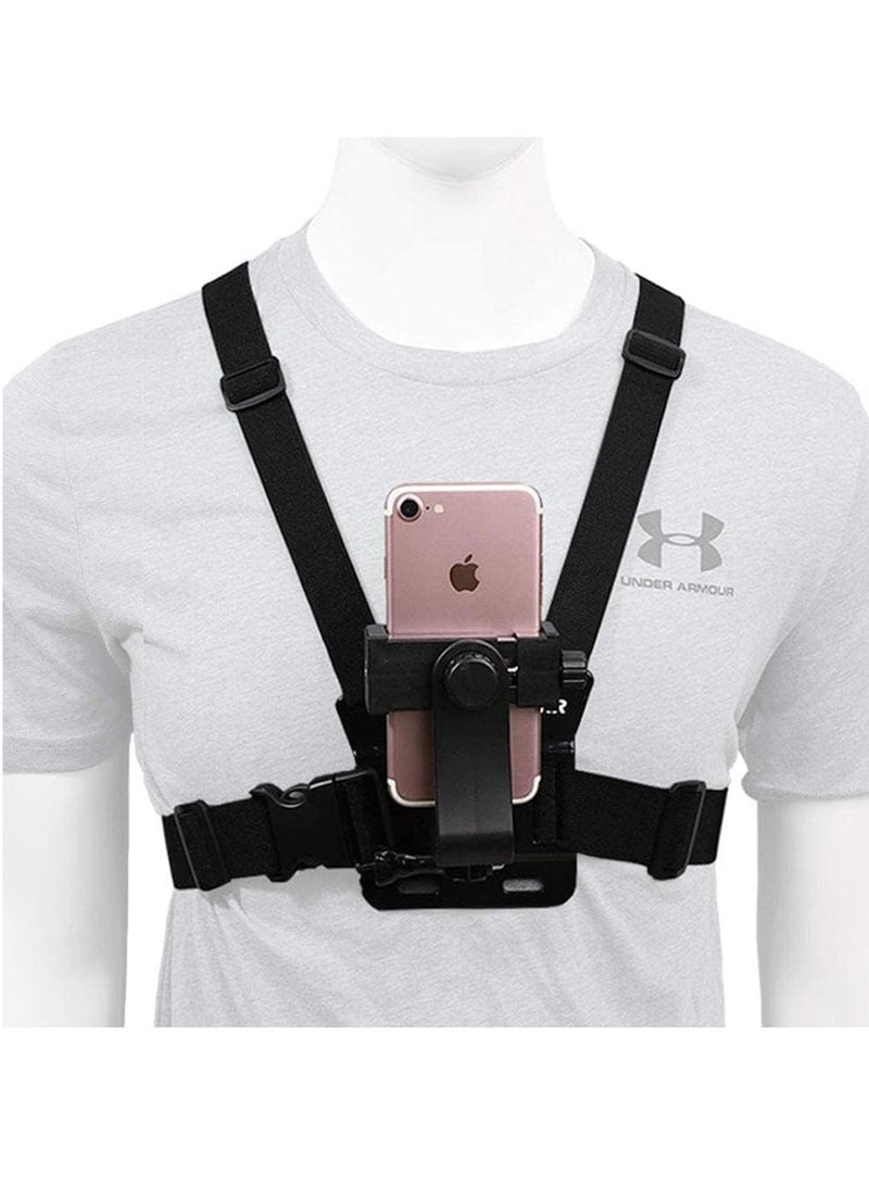 Chest Mount Belt, Adjustable Chest Strap with Phone Holder Bracket, Compatible with Most Smartphones and Sports Cameras, Suitable for Outdoor Cycling - Image 1