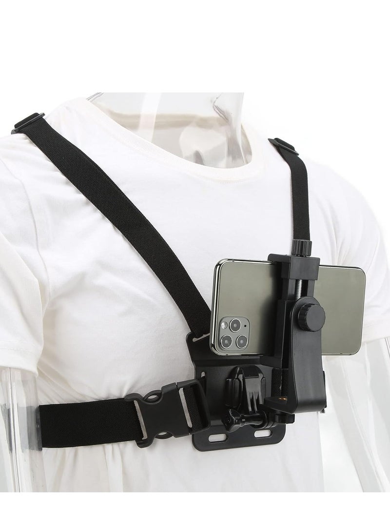 Chest Mount Belt, Adjustable Chest Strap with Phone Holder Bracket, Compatible with Most Smartphones and Sports Cameras, Suitable for Outdoor Cycling - Image 2