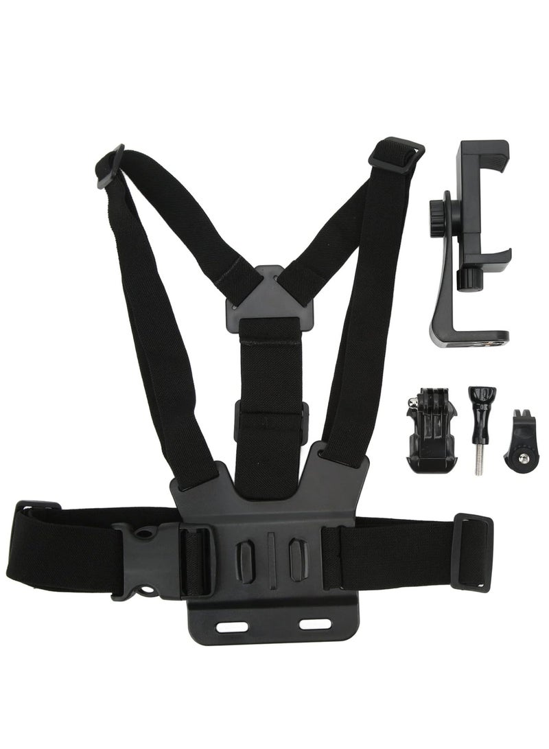 Chest Mount Belt, Adjustable Chest Strap with Phone Holder Bracket, Compatible with Most Smartphones and Sports Cameras, Suitable for Outdoor Cycling - Image 3