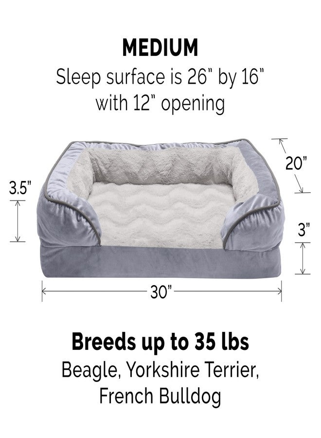 Furhaven Orthopedic Dog Bed for Medium/Small Dogs w/ Removable Bolsters & Washable Cover, For Dogs Up to 35 lbs - Plush & Velvet Waves Perfect Comfort Sofa - Granite Gray, Medium - Image 3