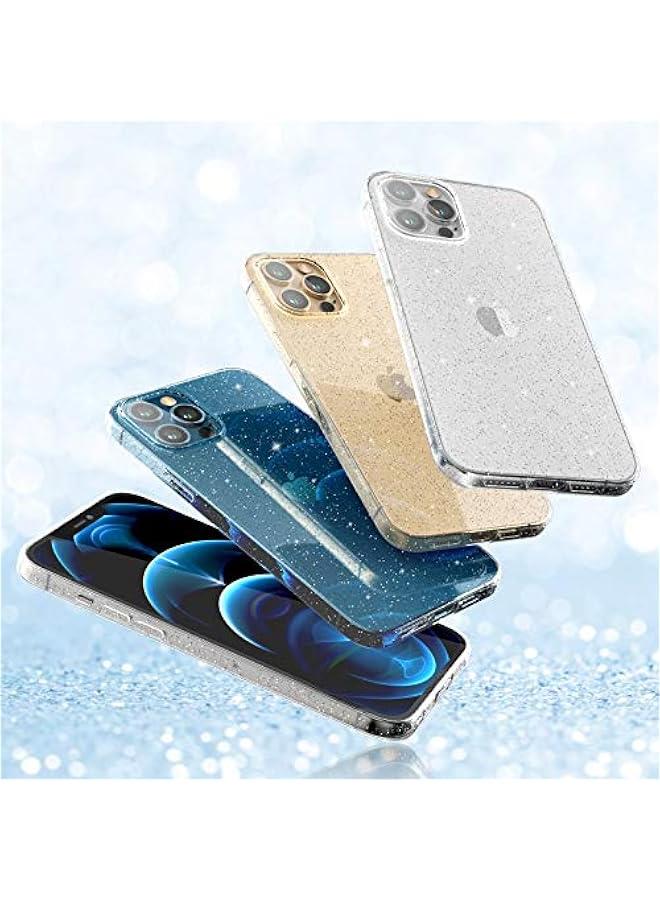 Arabest Compatible with iPhone 12 and 12 Pro Case, Slim Fit Hybrid Glitter Bling Sparkly Case for Women Shockproof Protective Flexible Bumper Cover for iPhone 12/12 Pro 6.1-Inch 2020, Clear Glitter - Image 2
