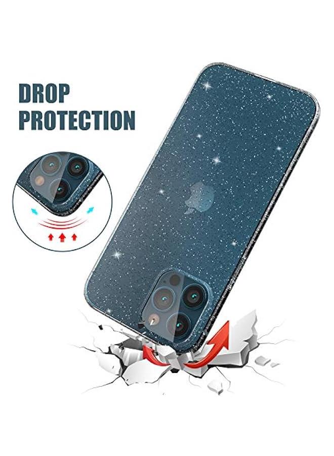 Arabest Compatible with iPhone 12 and 12 Pro Case, Slim Fit Hybrid Glitter Bling Sparkly Case for Women Shockproof Protective Flexible Bumper Cover for iPhone 12/12 Pro 6.1-Inch 2020, Clear Glitter - Image 4
