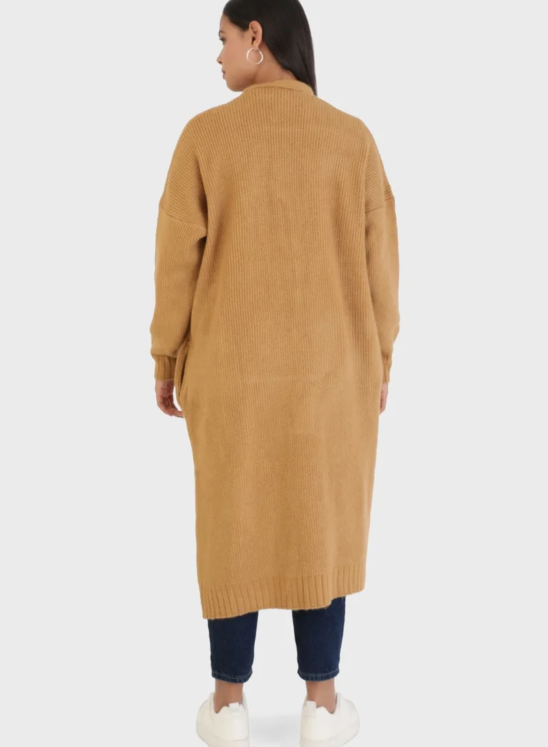 Refka by modanisa Pocket Detail Longline Cardigan