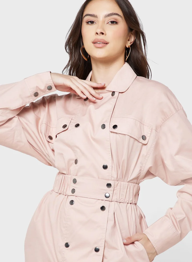 Cmeo collective Belted Button Detail Dress