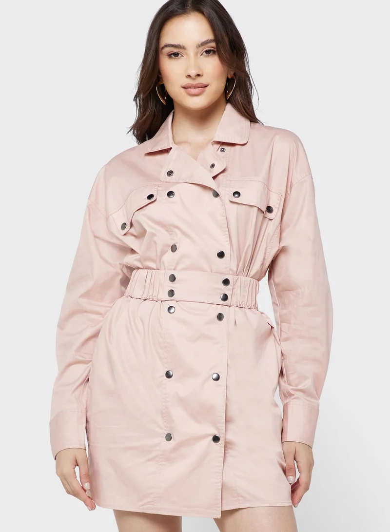 Cmeo collective Belted Button Detail Dress