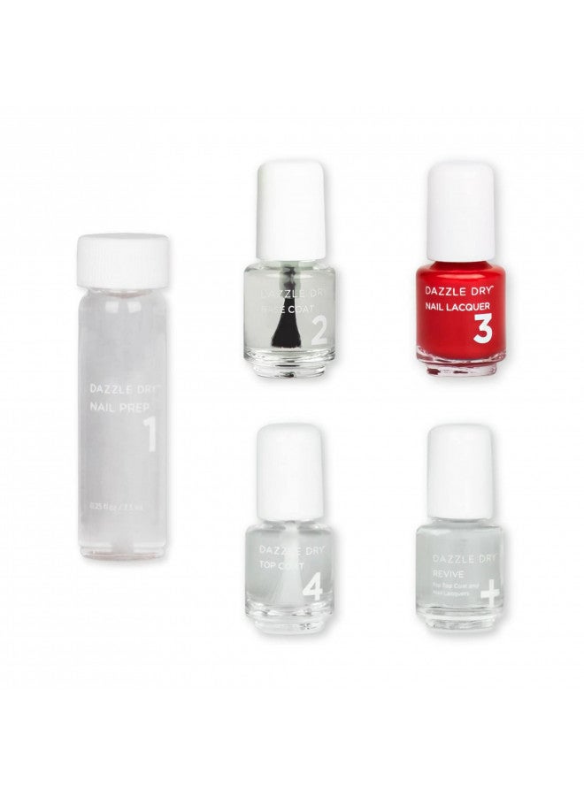Dazzle Dry Dazzle Dry Mini Kit 4 Step System - Rapid Red, a classic true red. Full coverage cream. (5 Piece Kit) - Image 1
