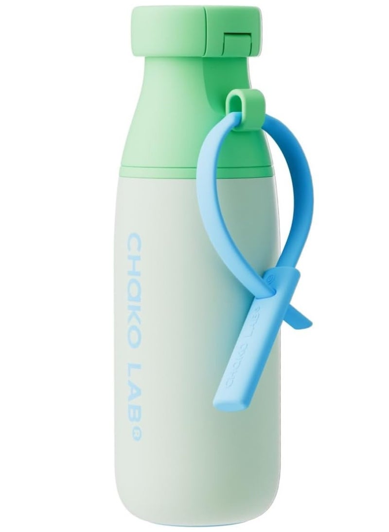 CHAKO LAB Insulated Stainless Steel Water Bottle with Strap | BPA-Free Leak Proof | 17oz Bottle with Spout Lid & Straw - Image 1