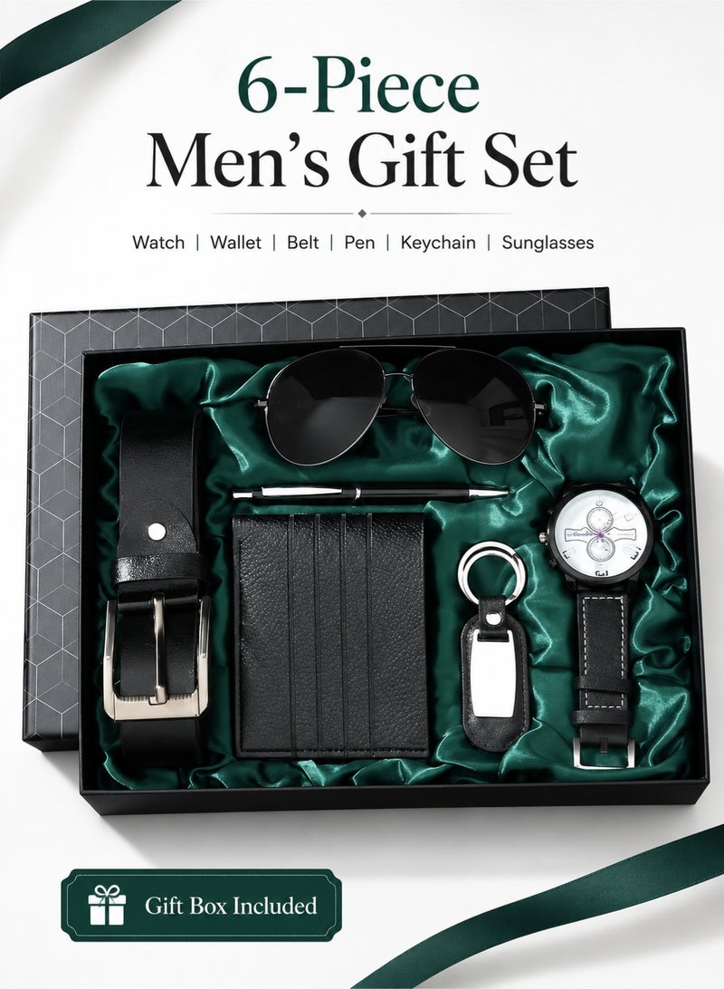 Men's Belt and Wallet Gift Set, Classic Leather Wallet Set, Beautifully Packaged Fashion Business Mens Watches with Men's Sunglasses, Watch Set for Men Birthday Gifts Father's Day Gift Mens Accessories Sets - Image 1