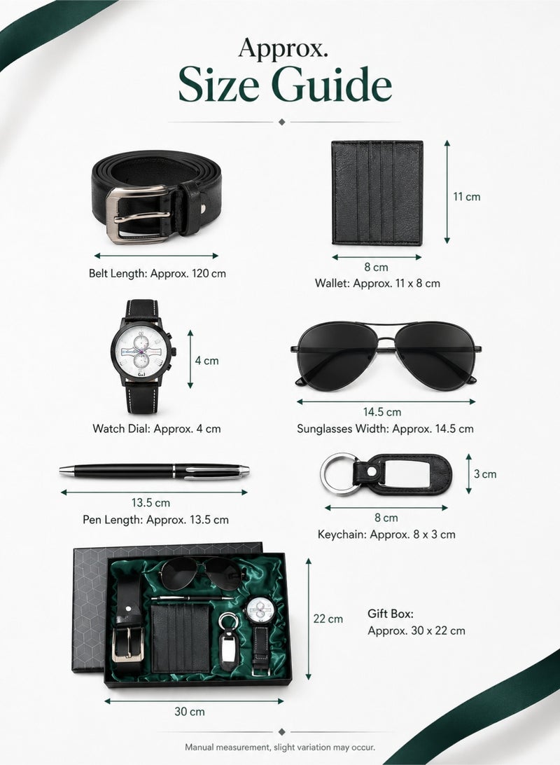 Men's Belt and Wallet Gift Set, Classic Leather Wallet Set, Beautifully Packaged Fashion Business Mens Watches with Men's Sunglasses, Watch Set for Men Birthday Gifts Father's Day Gift Mens Accessories Sets - Image 3