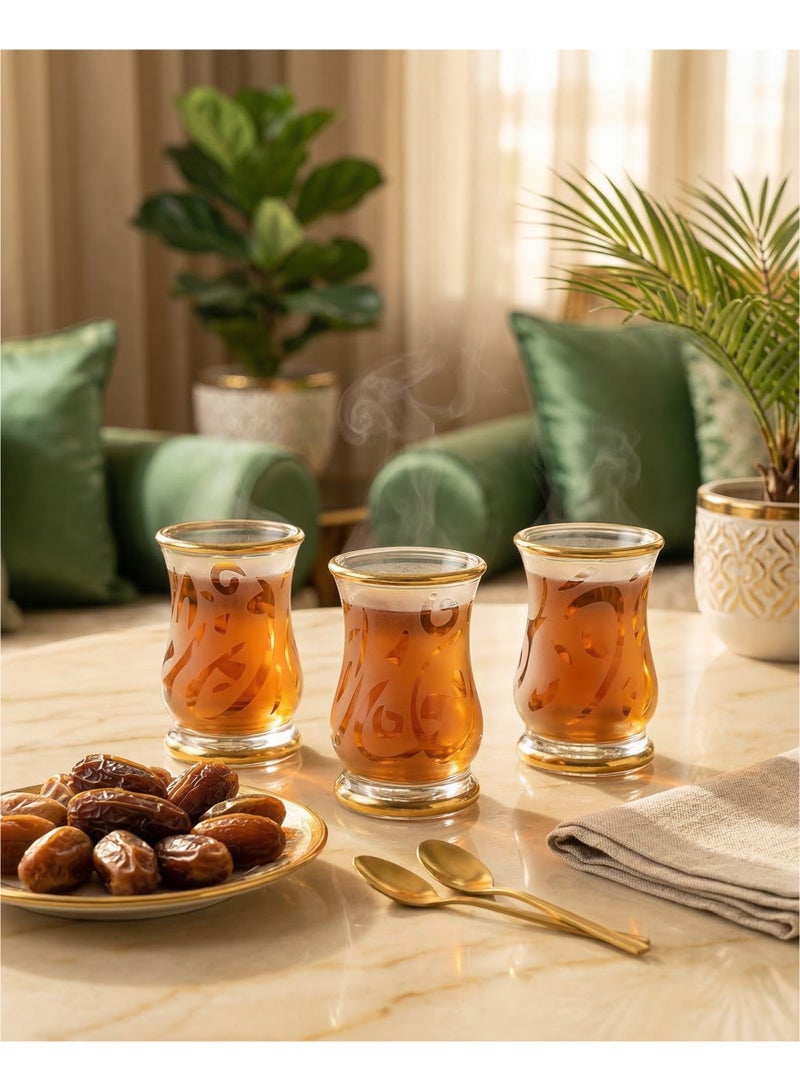 Casa Home Decorated Heat-Resistant Glass Tea Cups Set - 3 pcs - 85ml - Image 3