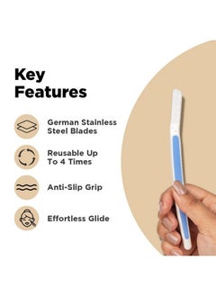 Furr German Blade Reusable Face Razor For Women Facial Hair 3 Razors; Comes With Protective Sleeve ; For Eyebrows Upper Lip Forehead Peach Fuzz Chin And Sideburns  - Image 4