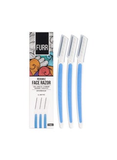 German Blade Reusable Face Razor For Women Facial Hair 3 Razors; Comes With Protective Sleeve ; For Eyebrows Upper Lip Forehead Peach Fuzz Chin And Sideburns