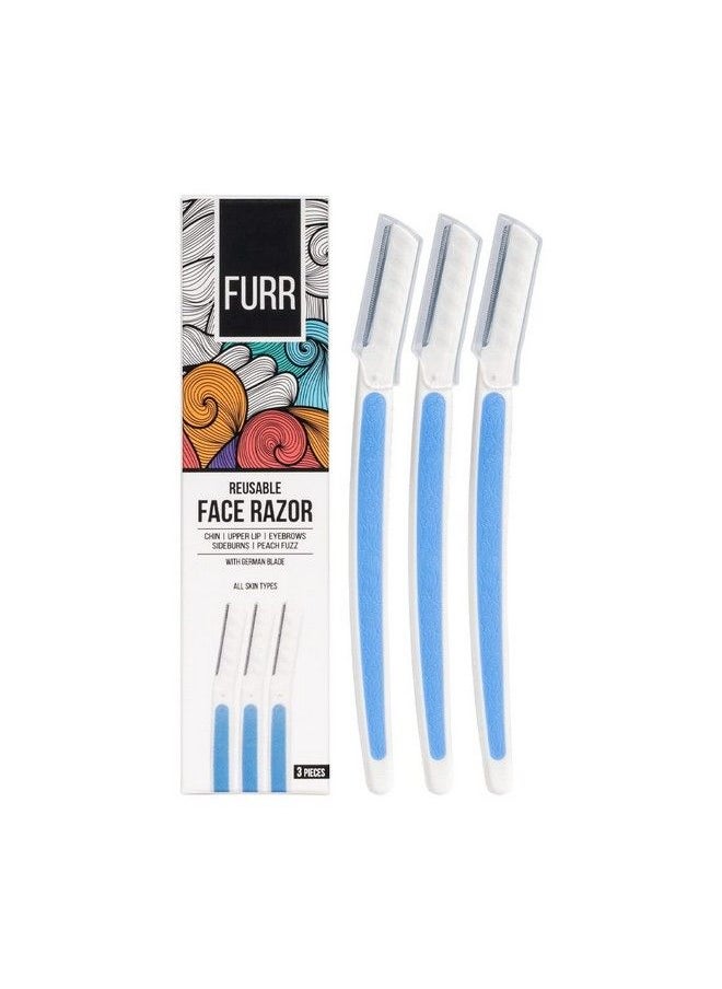 Furr - German Blade Reusable Face Razor For Women Facial Hair 3 Razors; Comes With Protective Sleeve ; For Eyebrows Upper Lip Forehead Peach Fuzz Chin And Sideburns - Image 1