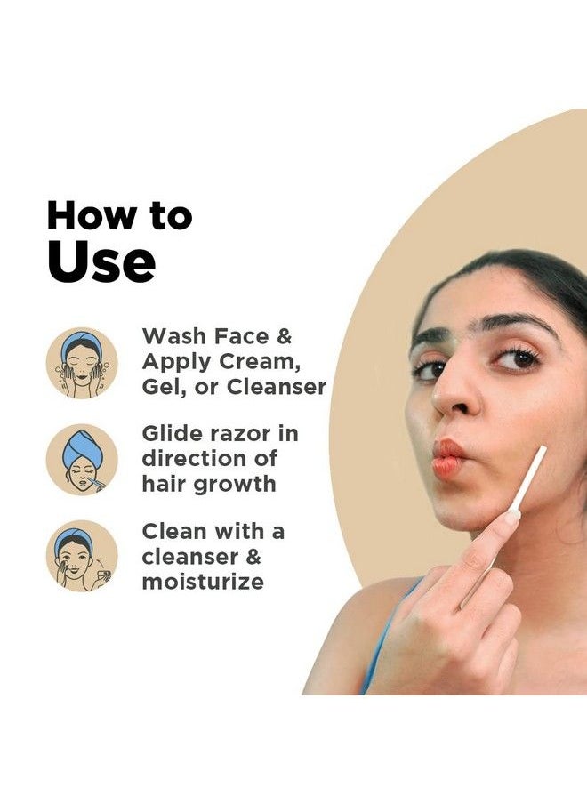 Furr - German Blade Reusable Face Razor For Women Facial Hair 3 Razors; Comes With Protective Sleeve ; For Eyebrows Upper Lip Forehead Peach Fuzz Chin And Sideburns - Image 1