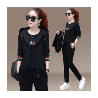 Spring and Autumn vest three-piece womens 2023 new Korean style fashionable long-sleeved sweater plus size casual sportswear suit Black - pzsku/Z113C7C7F4790642D3C91Z/45/1746226823/e18e523e-97e7-4fb9-9039-e91b6020ac13