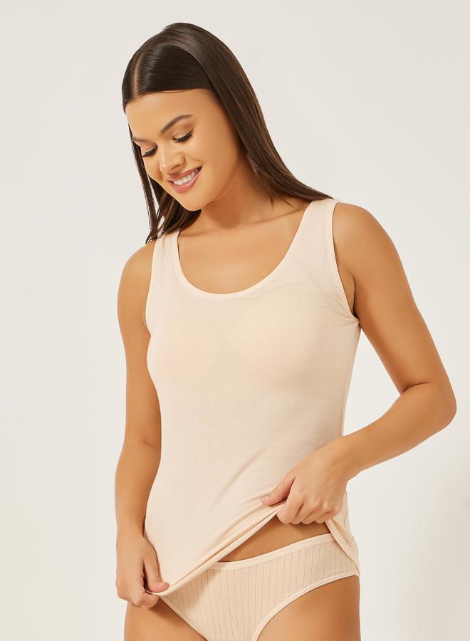 Styli Solid Scoop Neck Tank Slip with In-Built Bra  - Image 2