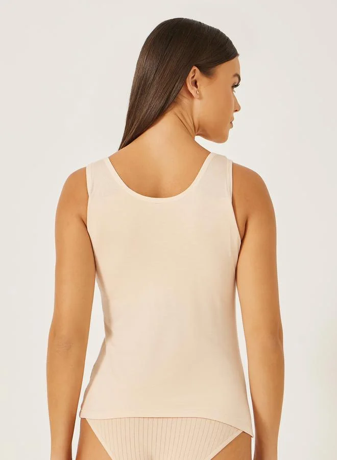 Styli Solid Scoop Neck Tank Slip with In-Built Bra