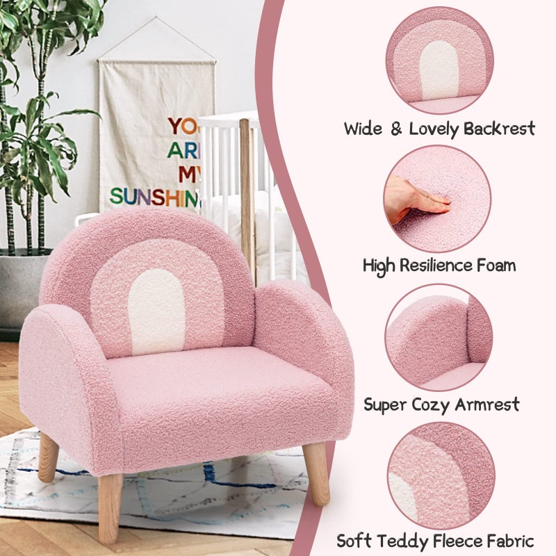 INFANS Kids Sofa, Toddler Armchair with Solid Wooden Frame Anti-Tipping Design Plush Fabric, Upholstered Children Chair for Kindergarten Playroom Preschool, Gift for Boys Girls, Toddler Couch - Image 3