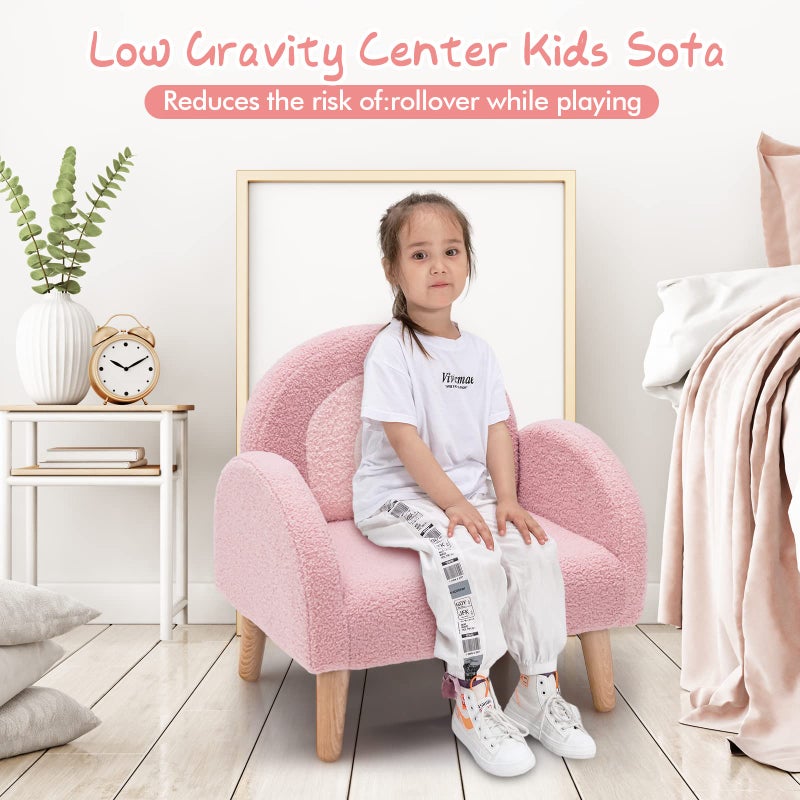 INFANS Kids Sofa, Toddler Armchair with Solid Wooden Frame Anti-Tipping Design Plush Fabric, Upholstered Children Chair for Kindergarten Playroom Preschool, Gift for Boys Girls, Toddler Couch - Image 5